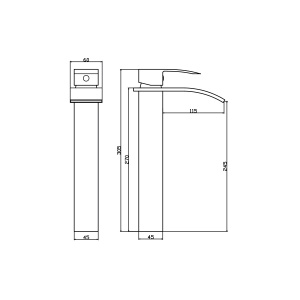 Baterie Lavoar PRO Dora Black, Montaj Pe Blat, Capat Fix, Inaltime 30.5 Cm, Finisaj Negru Mat - Img 7