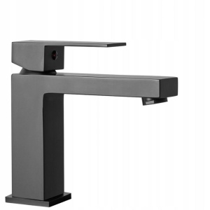 Baterie lavoar REA FENIX BLACK Low, Montaj pe blat, inaltime 15 cm, finisaj Negru Mat - Img 1
