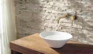 Baterie Lavoar REA LUNGO GOLD BRUSHED + BOX, Montaj Incastrat In Perete, Culoare Auriu - Img 2