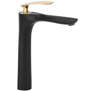 Baterie Lavoar REA ORBIT BLACK GOLD HIGH, Montaj Pe Blat, Capat Fix, Monocomanda, Inaltime 29 Cm, Negru/Auriu