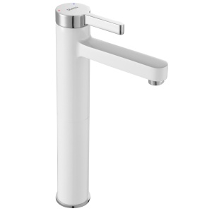 Baterie Lavoar REA POLO HIGH, Montaj Pe Blat, Capat Fix, Inaltime 28 Cm, Finisaj Alb/Crom