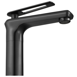 Baterie Lavoar REA ROMANO BLED OLD BLACK LOW , Montaj Pe Blat, Capat Fix, Inaltime 15 Cm, Finisaj Negru Mat - Img 6