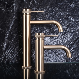 Baterie pentru baie REA LUNGO GRIP , Culoare Brush Gold, High - Img 2