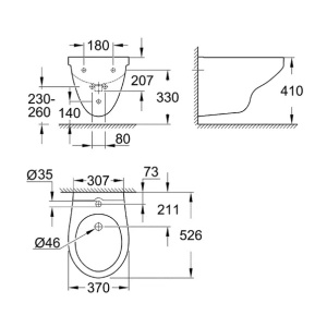 Bideu suspendat Grohe Bau Ceramic alb Alpine White - Img 3