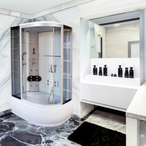 Cabina de dus cu hidromasaj, Dimensiune 120x80,Stanga , cu Peretii din Spate Albe - Img 12