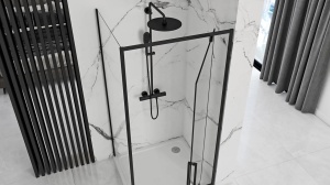 Cabina de dus cu usa pivotanta Rea Rapid Swing 100x100, Negru - Img 4