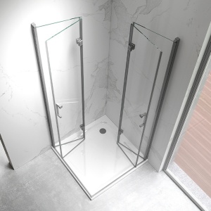 Cabina de dus KZ08C Patrata, Dimesniune 90x90cm, Usi Pliabile, Culoare Otel Periat - Img 6