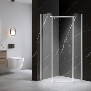 Cabina de dus KZ91B Pentagonala 90x90cm, Design Modern , Culoare Alb - Img 6