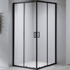 Cabina de dus Patrata BL30A, Dimensiune 80x80cm, Culoare negru+Cada de dus alba - Img 2