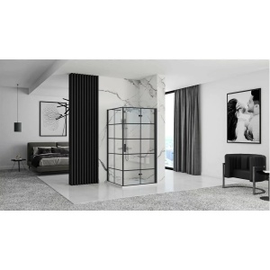 Cabina de dus patrata cu Usa Pliabila Rea Molier 90x80,Negru - Img 4