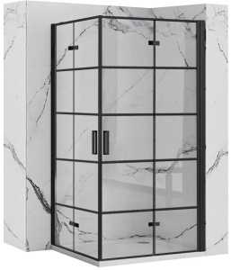 Cabina de dus patrata cu Usi Pliabile Rea Molier 110x110, Negru