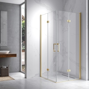 Cabina de dus patrata KZ08C, Dimensiune 90x90 cm, Culoare Auriu - Img 4
