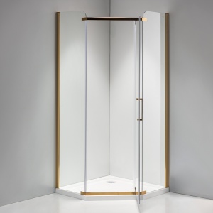 Cabina de dus pentagonala, Dimensiune 80x80 cm, Inaltime 195 cm, Finisaj Gold - Img 2