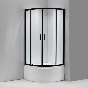 Cabina de dus semicirculara cu rame negre si cadita inalta alba Maja 90 x 90 cm - Img 3