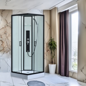 Cabina dus de colt cu hidromasaj, Cadita patrata, 80x80cm, Inaltime 210 cm