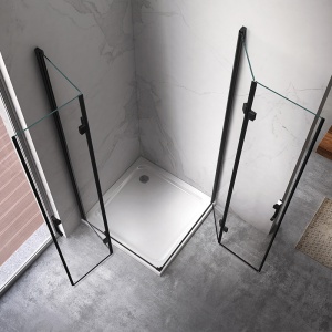 Cabina dus patrata BS05A, 80x80 cm, Culoare Negru, Sticla Securizata 6 mm - Img 5
