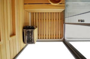 Cabina multifunctionala sauna uscata, sauna cu aburi si cabina de dus, montaj stanga alba 180 x 110 x 223 cm - Img 5
