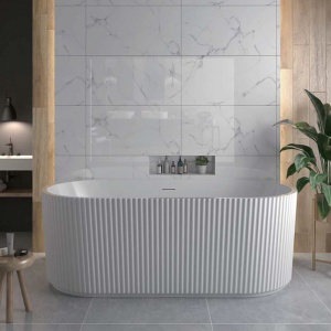 Cad?? freestanding Florida, Beata, cu masca riflat??, o latur?? dreapt?? ??i instala??ie complet??, alb, dimensiune 170x80cm - Img 3