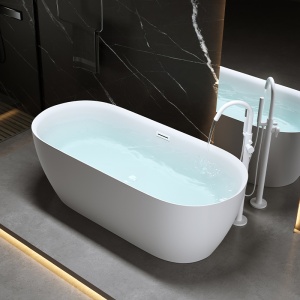 Cada de baie Cesana 518A 150x75cm, Culoare Alb , Deversor Alb Lucios - Img 2