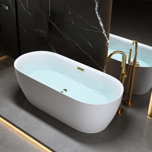 Cada de baie Cesana 518B 160x75cm , Culoare Alb , Deversor Auriu - Img 2