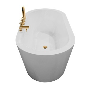 Cada de baie freestanding cu baterie aurie 148X75X58cm - Img 4