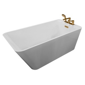 Cada de baie freestanding cu baterie aurie inclusa, dimensiuni 150X75X58CM