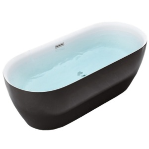Cada de baie independenta cesana 518A 150x75 cm culoare negru, deversor Crom