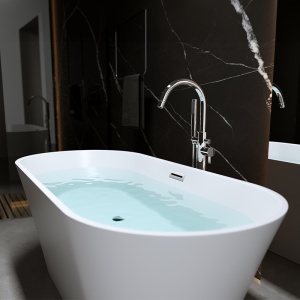 Cada de baie Lisbona 502B 160x75cm , Culoare Alb, Deversor Cromat - Img 3