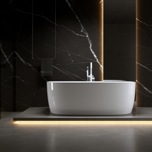 Cada de baie NORA 526B, Dimensiune 150x80cm, Culoare Alb, Deversor Alb mat - Img 6