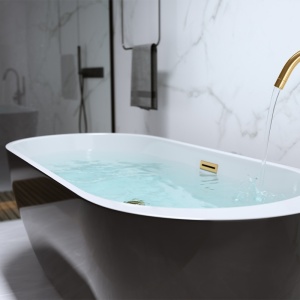 Cada de baie Porto 503B 170x75cm, Culoare Negru ,Deversor Auriu - Img 2
