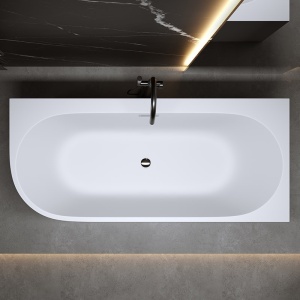 Cada de baie Suport 160x75cm, Mera509C, Culoare Alb, Deversor Crom/ Dreapta - Img 6