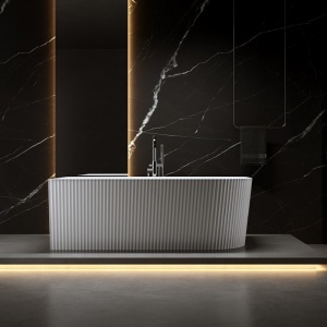 Cada de baie suport RIO 504A, Dimensiune 140x75cm/Stanga, Culoare Alb, Deversor Crom - Img 3