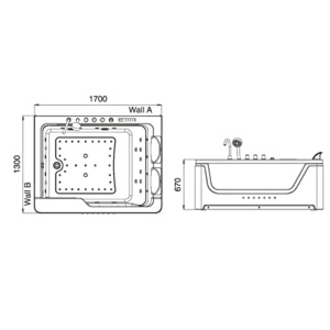 Cada de baie TUGELA 913, Cu hidromasaj 170x130cm, Culoare Alb - Img 11