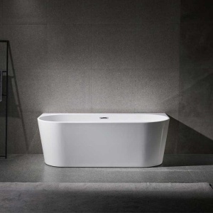 Cada de perete suport Lena527B, Culoare Alb 150x75cm, Deversor Crom - Img 7