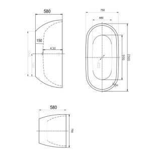 Cada freestanding, Florida, Aura P 150, ovala, cu instalatie completa, alb - Img 2