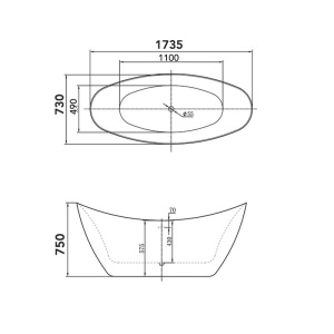 Cada freestanding Florida, Flora 173.5, ovala, cu picioare si instalatie completa, alb - Img 3