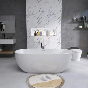 Cada Freestanding Hatria Tiberis 170 cm ovala cu instalatie scurgere - Img 1