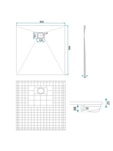 Cadita de dus 90x90 Magnum CARRARA Black - Img 7