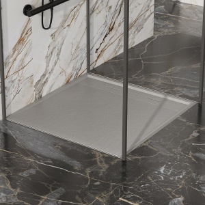 Cadita de dus DEKO Slim, Structura de piatra 80x80cm, Culoare Gri - Img 10