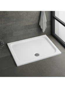 Cadita de dus dreptunghiulara slim din acril Belmond White 100 x 80 cm alba - Img 2