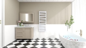 Calorifer de baie Portprosop Diagonal White 120x50cm, Culoare Alb - Img 4
