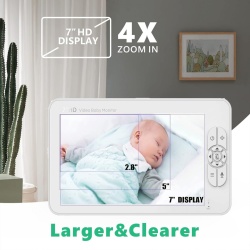 Camere de supraveghere Baby Monitor NeoSimply® Audio-Video wireless, LikeSmart BabyStar, ecran HD XXL 7″ Inch LCD, VOX, Mod Nocturn, Baterie 4000mAh, Monitorizare Temperatura, Alarma, Cantece de Leagan - Img 2