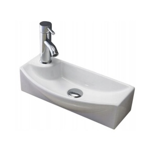 Chiuveta de blat PRO LOBELIA SLIM, Dimensiuni 45x 23x 12 cm, Forma Dreptunghiulara, Ceramica sanitara, Cu gaura baterie, Alb - Img 1