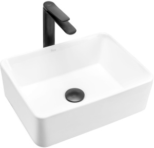 Chiuveta de blat REA ANITA, Dimensiuni 41x 31x 13.5cm, Forma Dreptunghiulara, Ceramica sanitara, fara gaura baterie, Alb