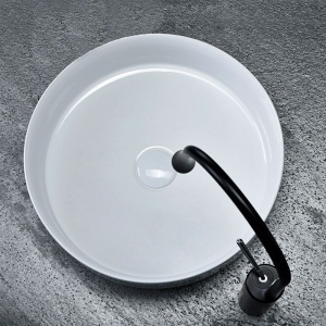 Chiuveta De Blat REA ELMA, 45 x 45 x 14 Cm, Montaj Pe Blat, Design Deosebit, Forma Rotunda, Ceramica Sanitara, Alb - Img 6