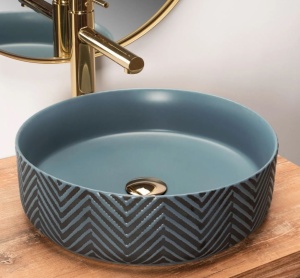 Chiuveta de blat REA ERA ASHLEY BLUE, Dimensiuni 40 x 40x 12cm, Forma Rotunda, Ceramica sanitara, Albastru - Img 6