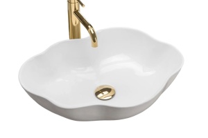 Chiuveta de blat REA ERA PEARL WHITE, Dimensiuni 51x 38 x 11.5cm, Forma asimetrica, Ceramica sanitara, Alba