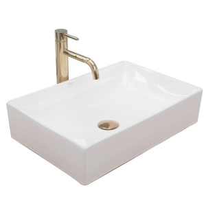Chiuveta de blat REA INGA, Dimensiuni 50x 35x 12 cm, Forma Dreptunghiulara, Ceramica sanitara,fara gaura baterie, Alba - Img 1