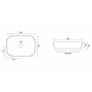 Chiuveta de blat REA LIVIA STONE, Dimensiuni 46.5 cm x 33 x 13.5 cm, Ceramica Sanitara,Imitatie marmura, Alb/Negru - Img 2