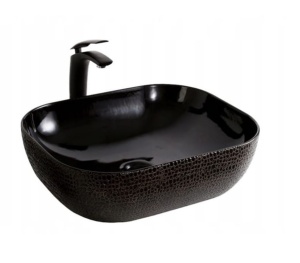 Chiuveta de blat TOKYO, Forma Dreptunghiulara, Ceramica sanitara , Piele de sarpe Black